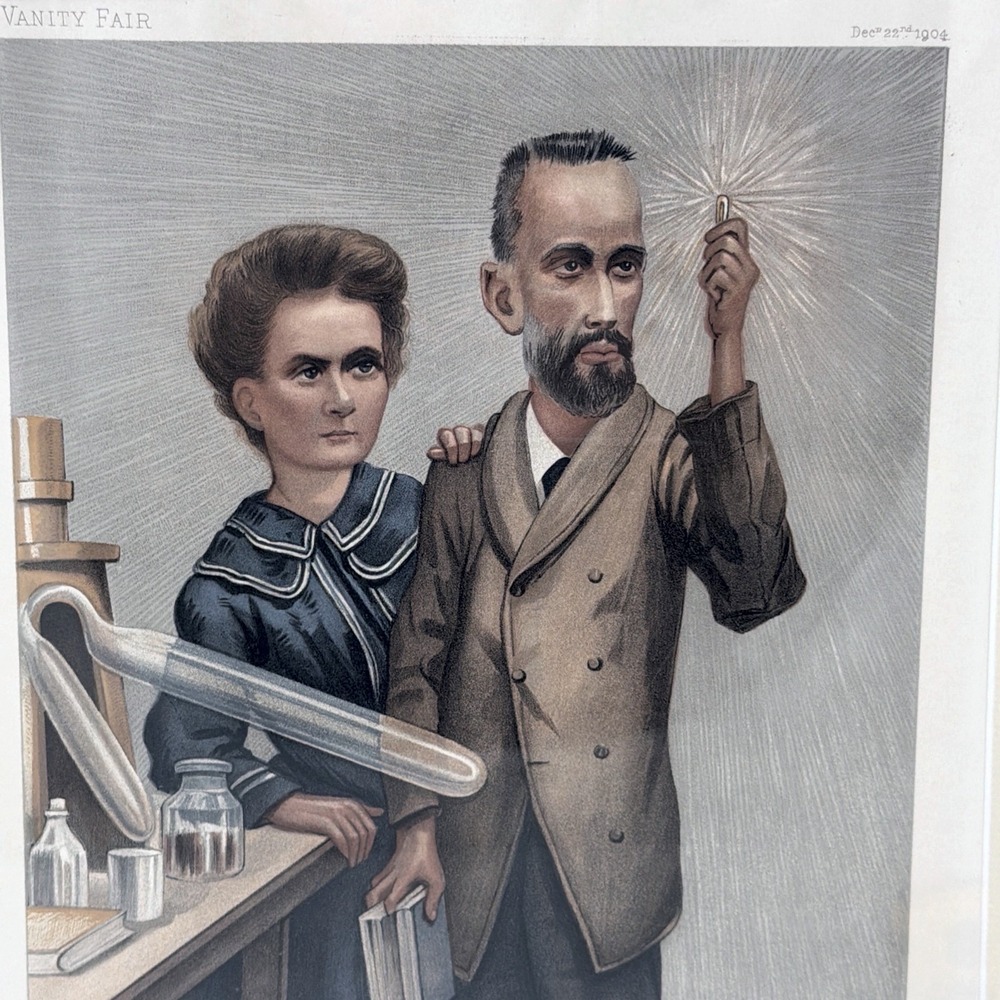 Marie Curie Antique Vanity Fair Lithograph Print Marie Pierre Curie Radium 1904